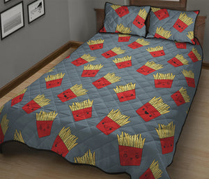 Cute French Fries Pattern Print Quilt Bed Set