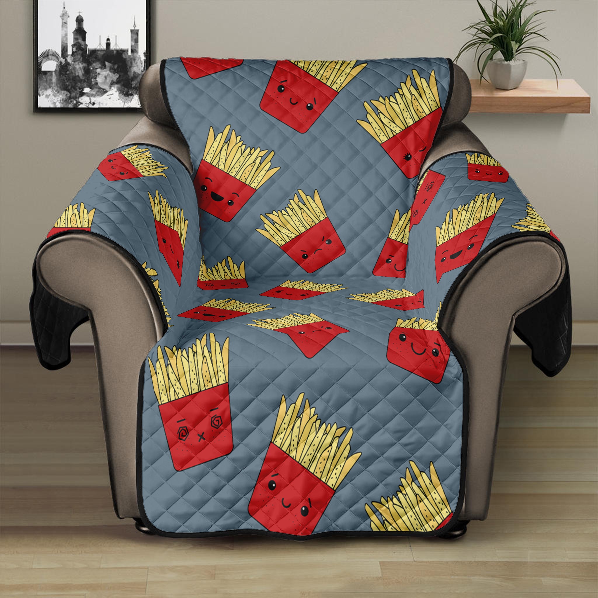 Cute French Fries Pattern Print Recliner Protector