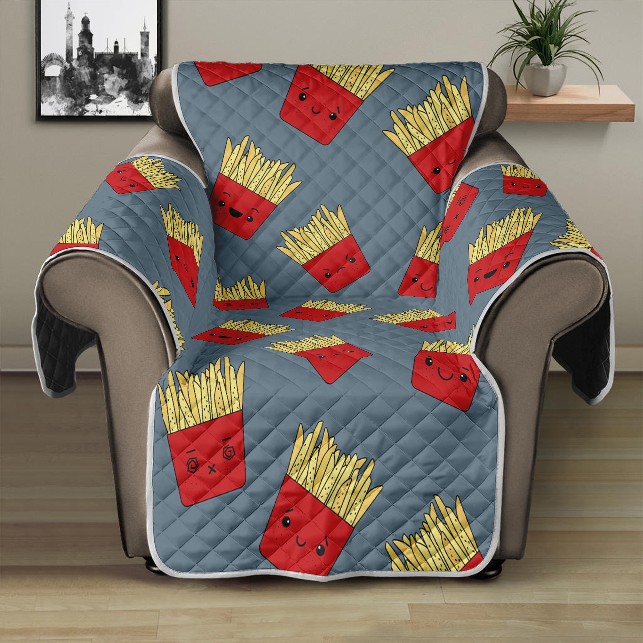 Cute French Fries Pattern Print Recliner Protector