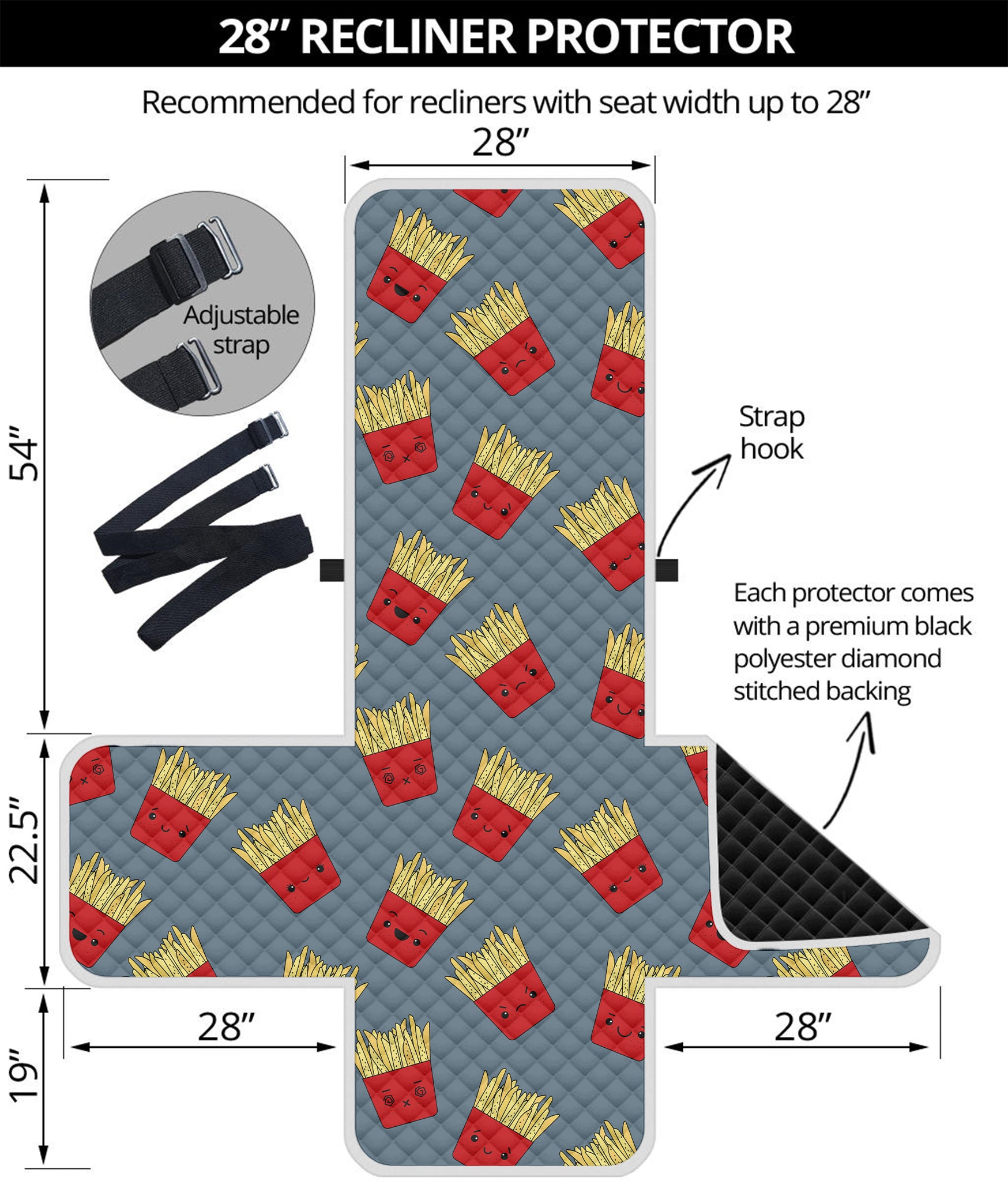 Cute French Fries Pattern Print Recliner Protector