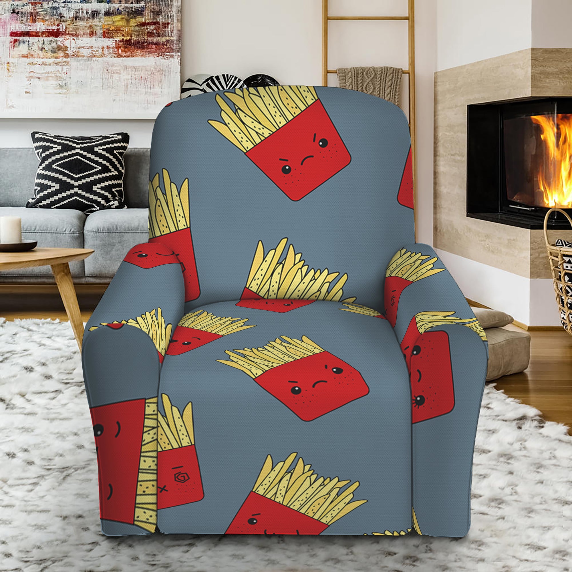 Cute French Fries Pattern Print Recliner Slipcover