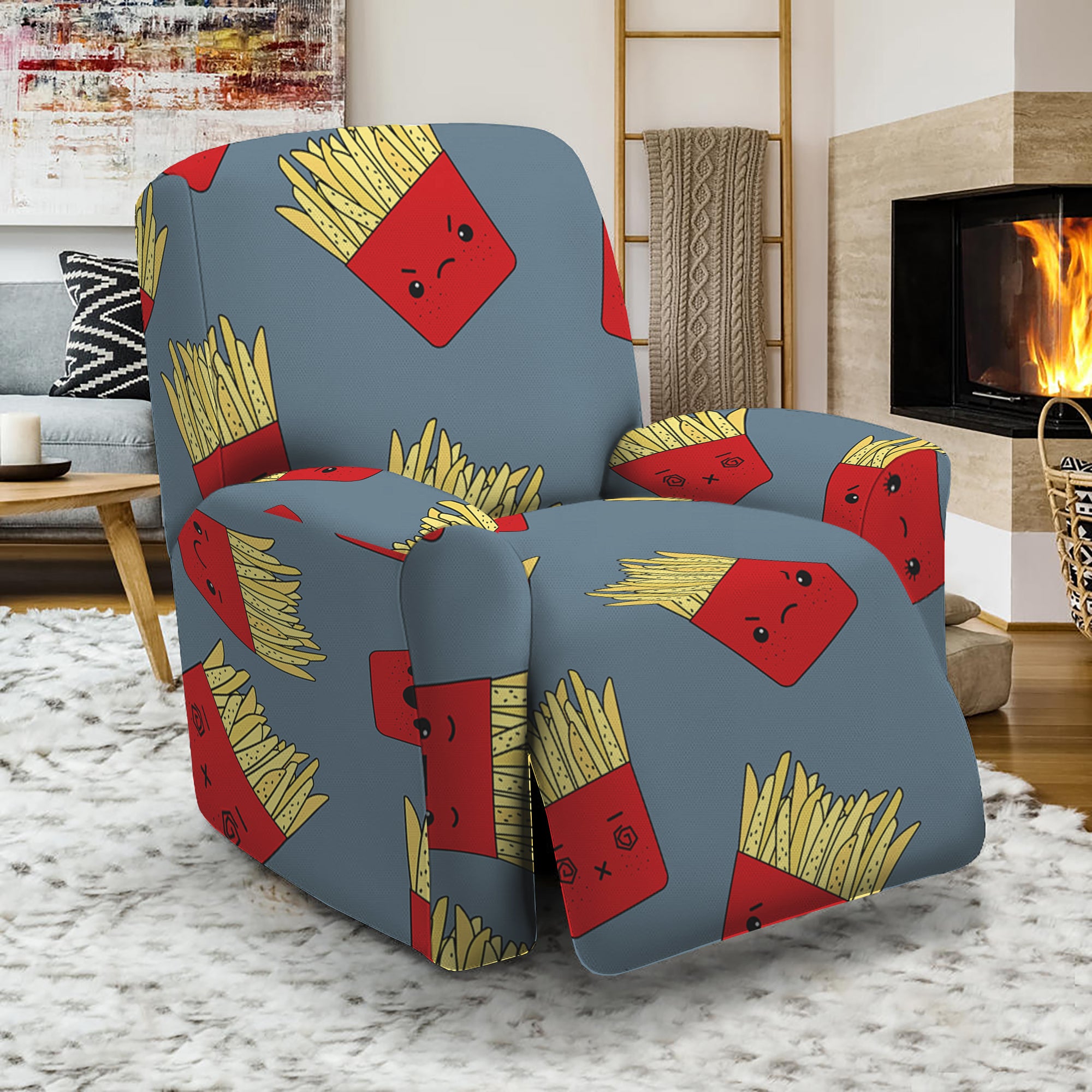 Cute French Fries Pattern Print Recliner Slipcover