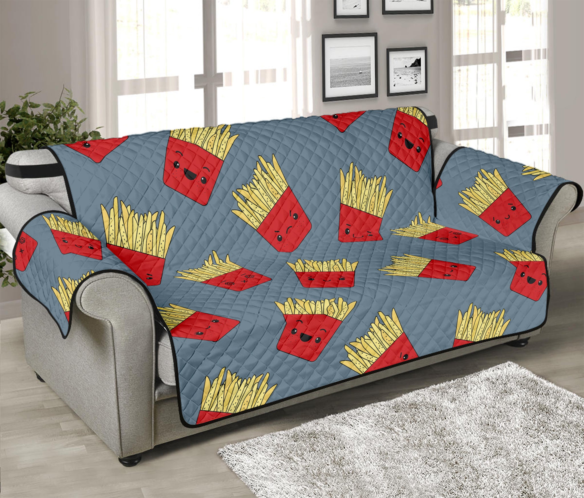 Cute French Fries Pattern Print Sofa Protector