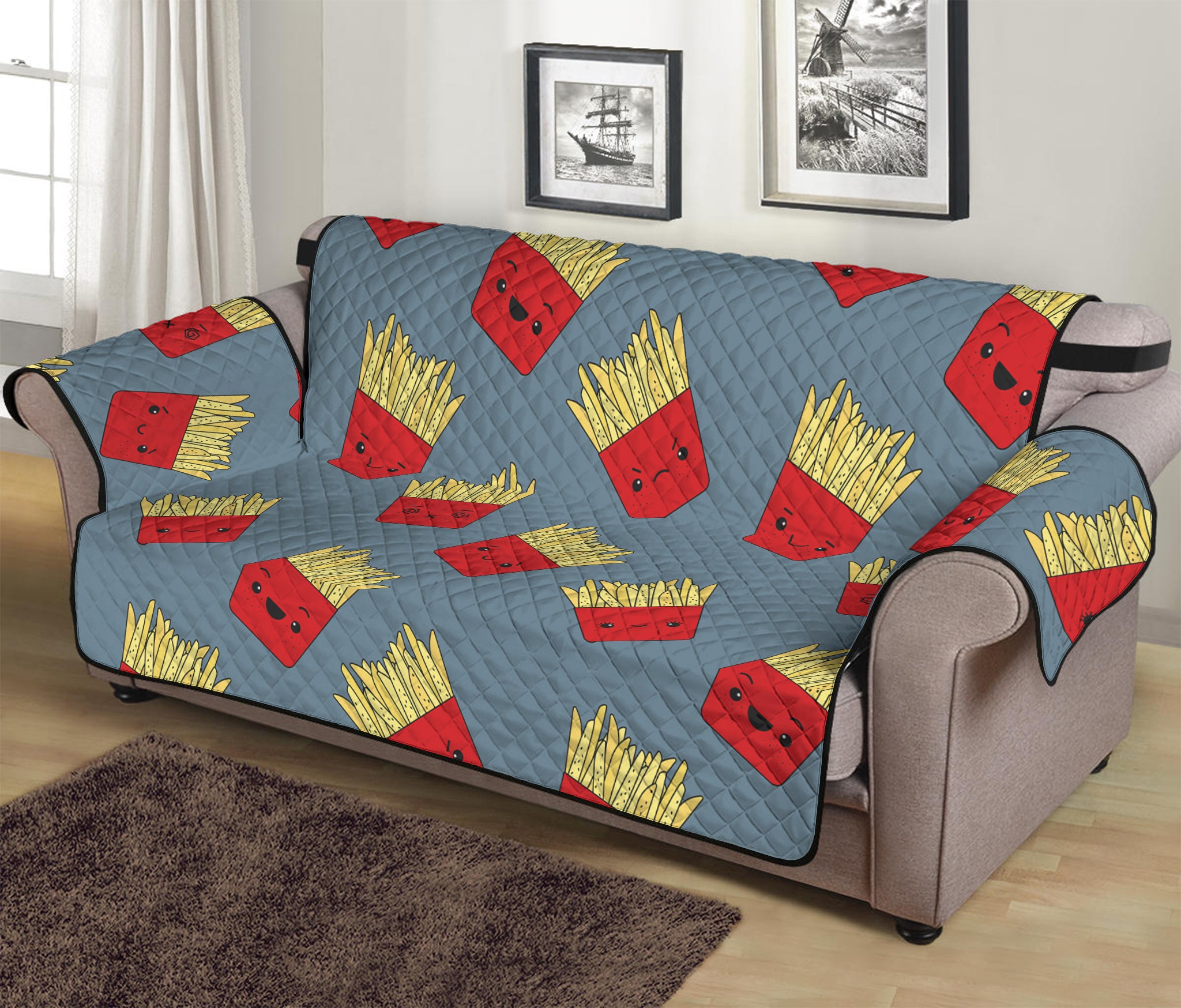 Cute French Fries Pattern Print Sofa Protector