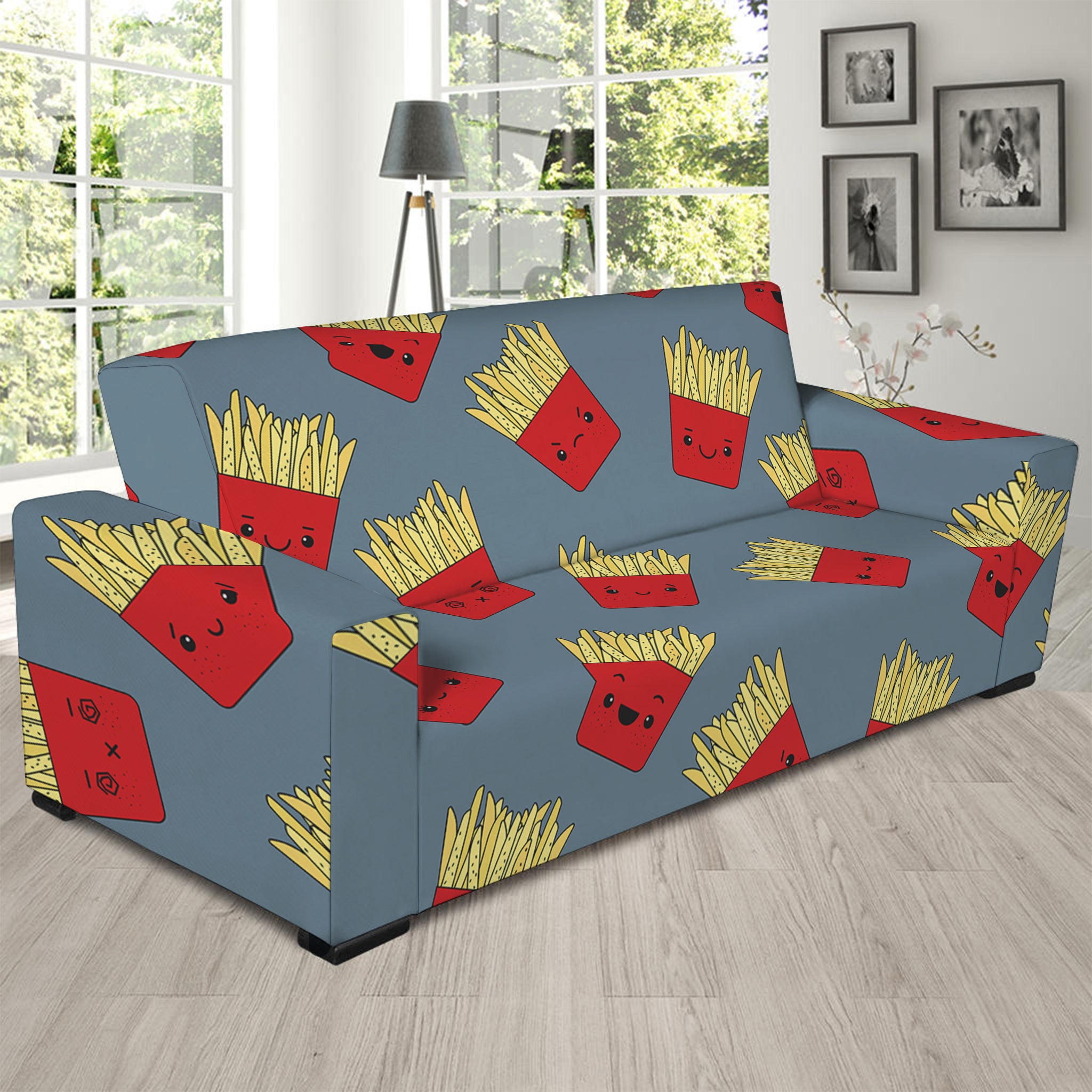 Cute French Fries Pattern Print Sofa Slipcover