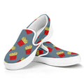 Cute French Fries Pattern Print White Slip On Sneakers