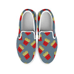 Cute French Fries Pattern Print White Slip On Shoes