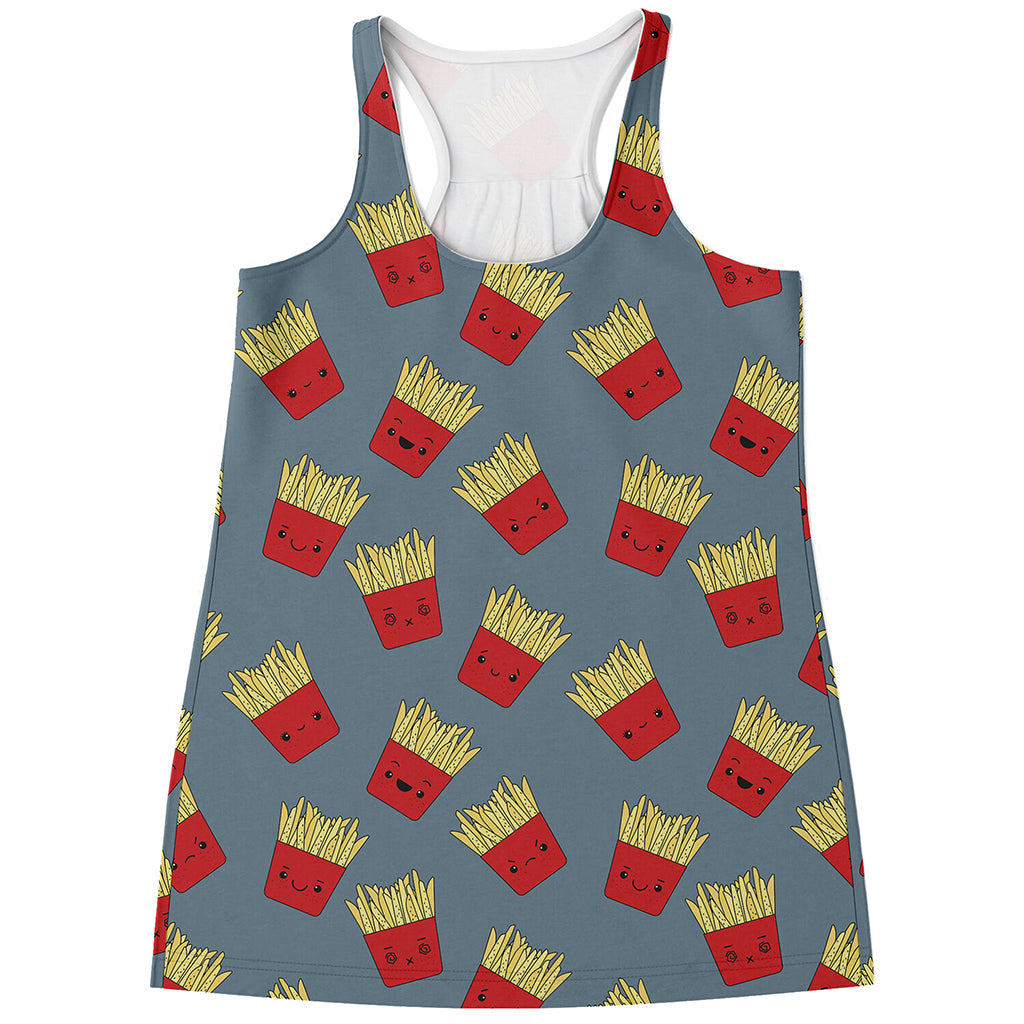 Cute French Fries Pattern Print Women's Racerback Tank Top