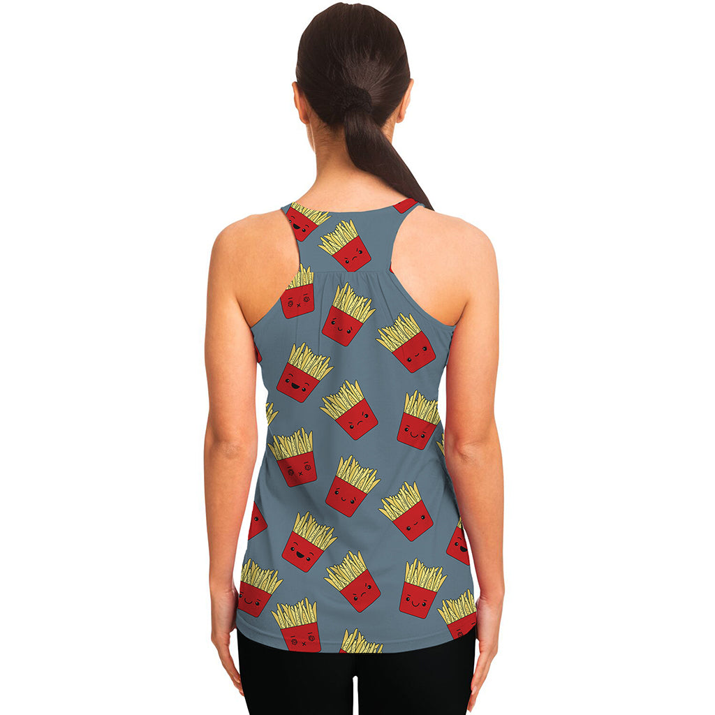 Cute French Fries Pattern Print Women's Racerback Tank Top