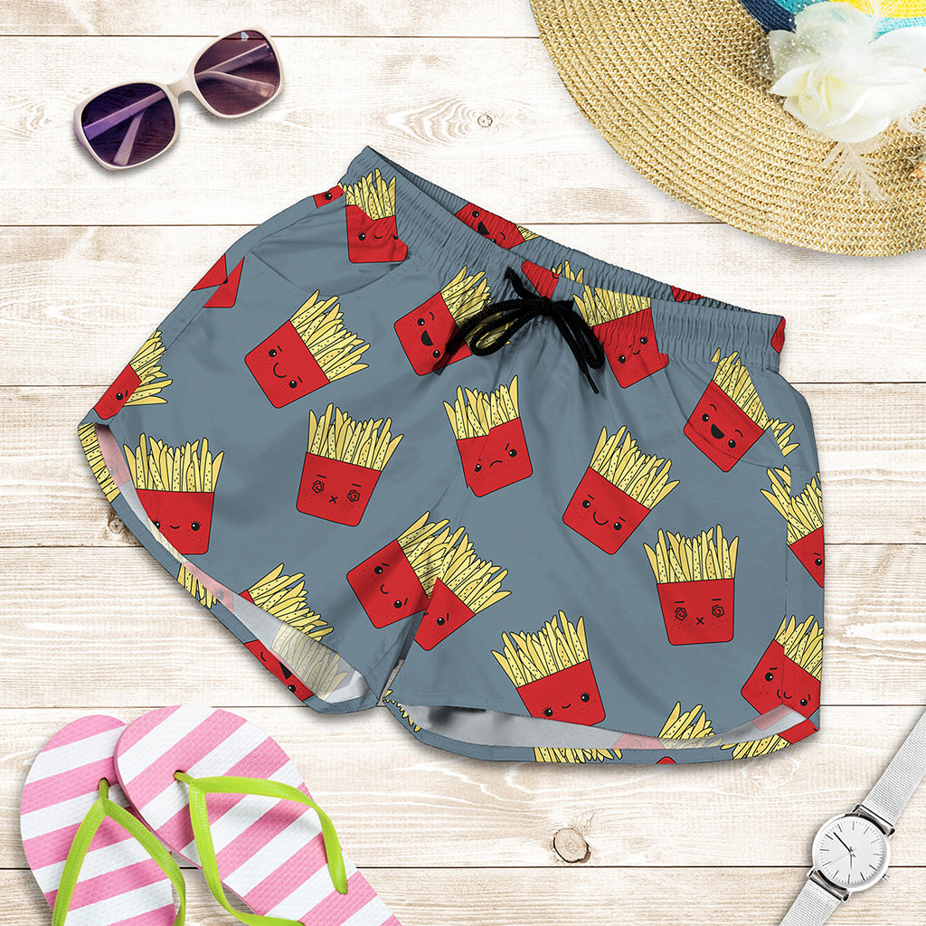 Cute French Fries Pattern Print Women's Shorts