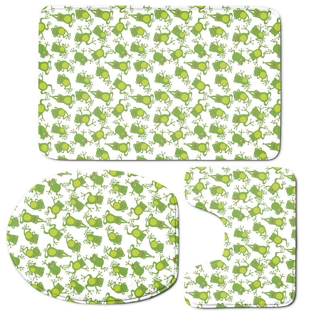 Cute Frog Pattern Print 3 Piece Bath Mat Set