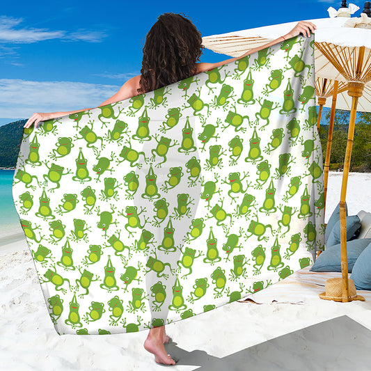 Cute Frog Pattern Print Beach Sarong Wrap