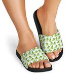 Cute Frog Pattern Print Black Slide Sandals