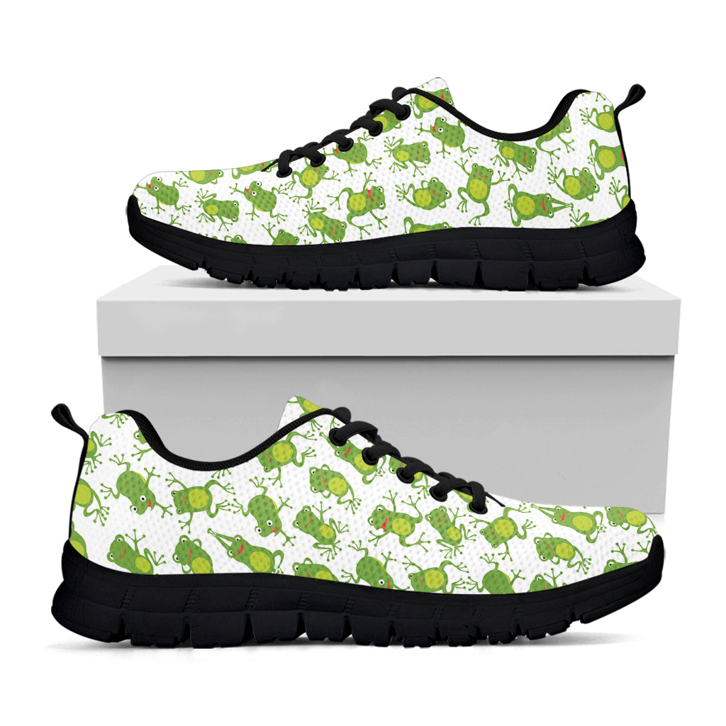 Cute Frog Pattern Print Black Sneakers