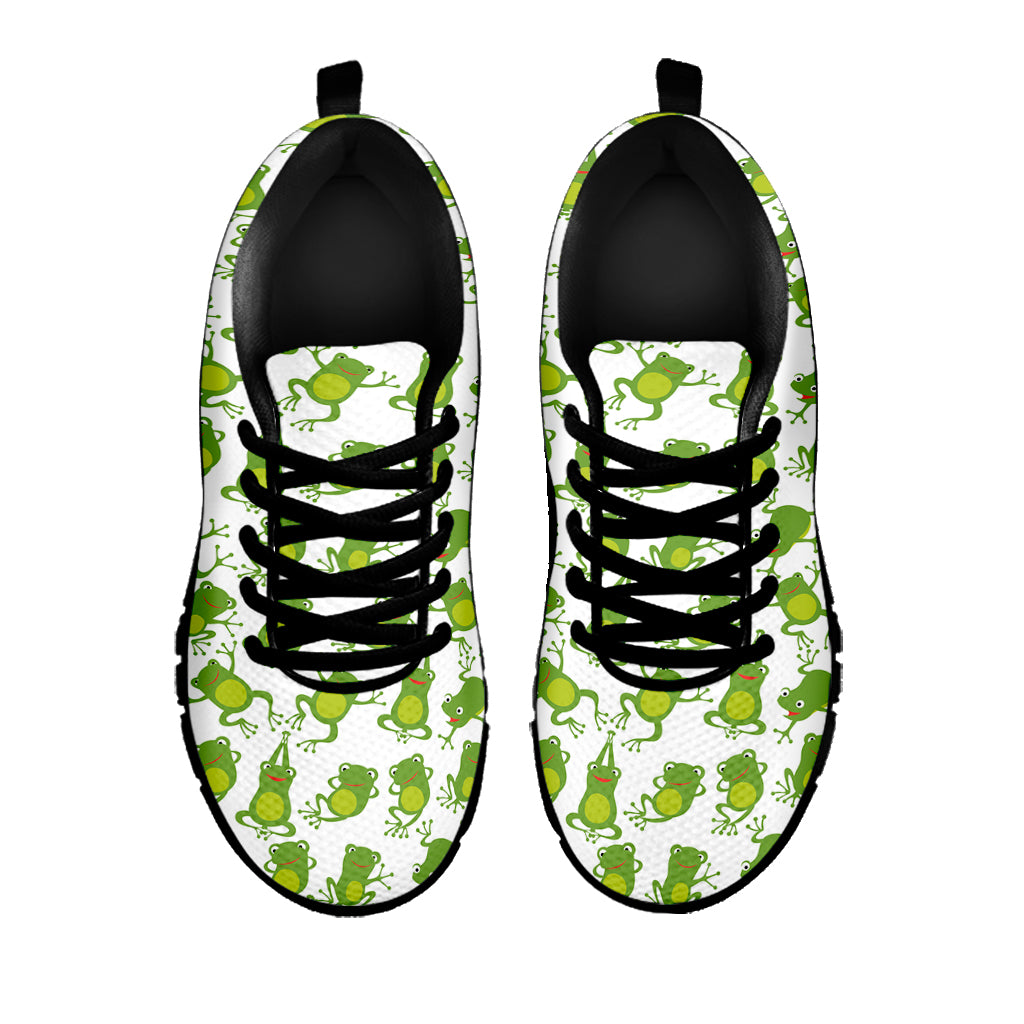 Cute Frog Pattern Print Black Sneakers