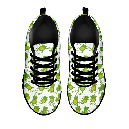Cute Frog Pattern Print Black Sneakers
