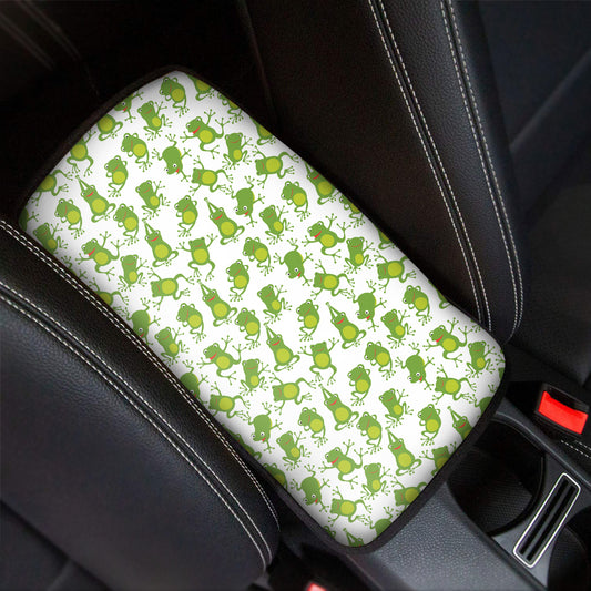 Cute Frog Pattern Print Car Center Console Cover
