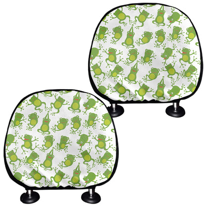 Cute Frog Pattern Print Car Headrest Covers