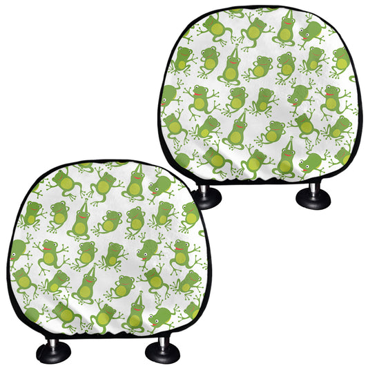 Cute Frog Pattern Print Car Headrest Covers