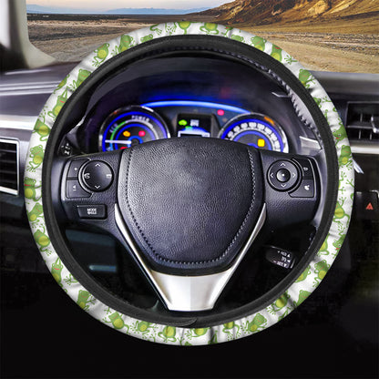 Cute Frog Pattern Print Car Steering Wheel Cover