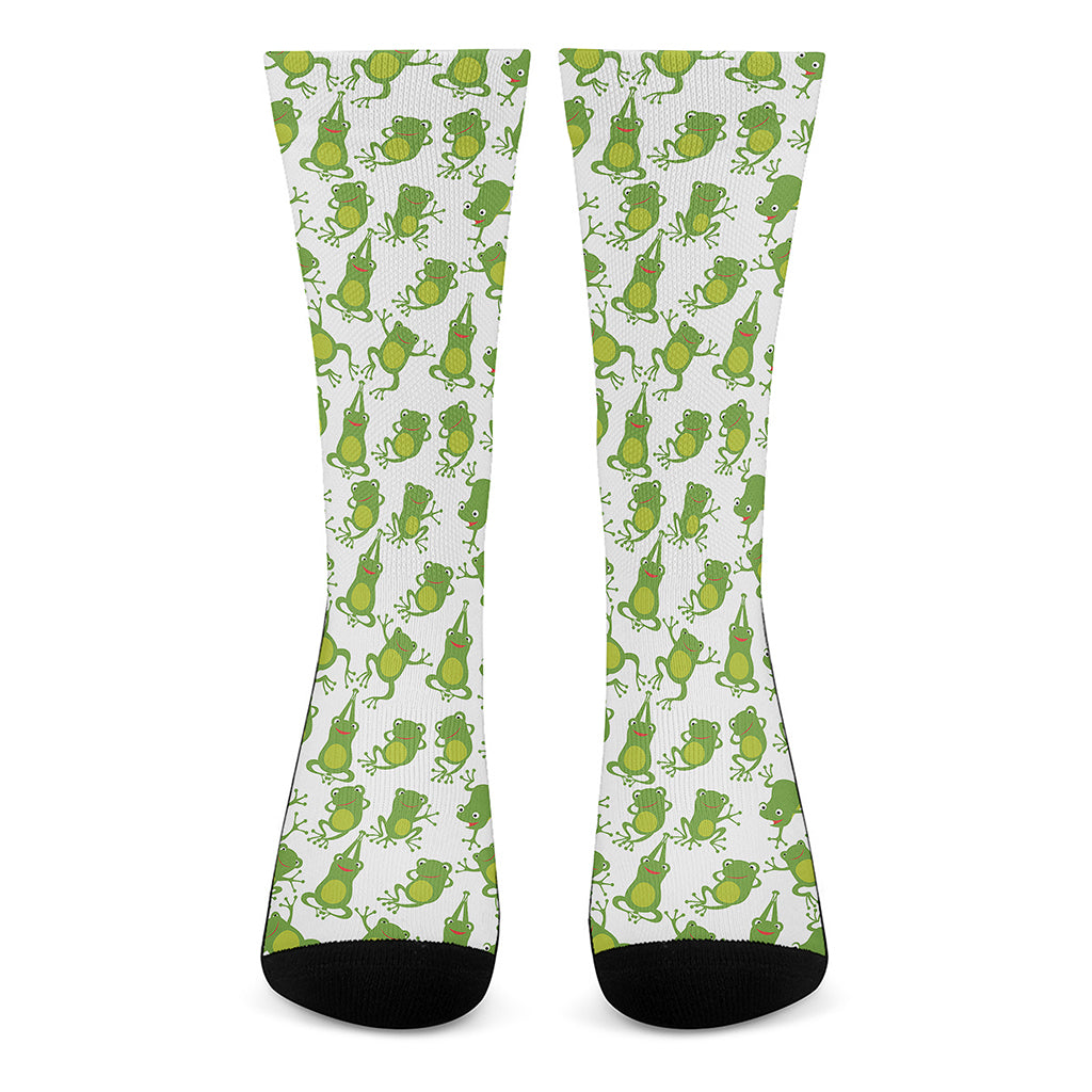 Cute Frog Pattern Print Crew Socks