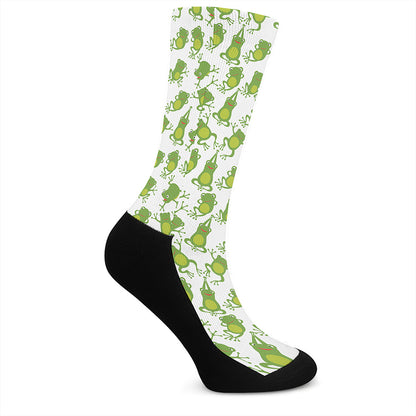 Cute Frog Pattern Print Crew Socks