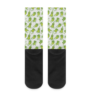 Cute Frog Pattern Print Crew Socks