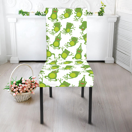 Cute Frog Pattern Print Dining Chair Slipcover