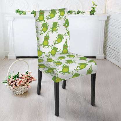 Cute Frog Pattern Print Dining Chair Slipcover