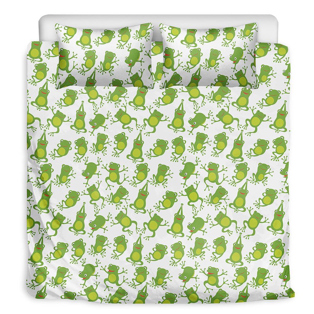 Cute Frog Pattern Print Duvet Cover Bedding Set