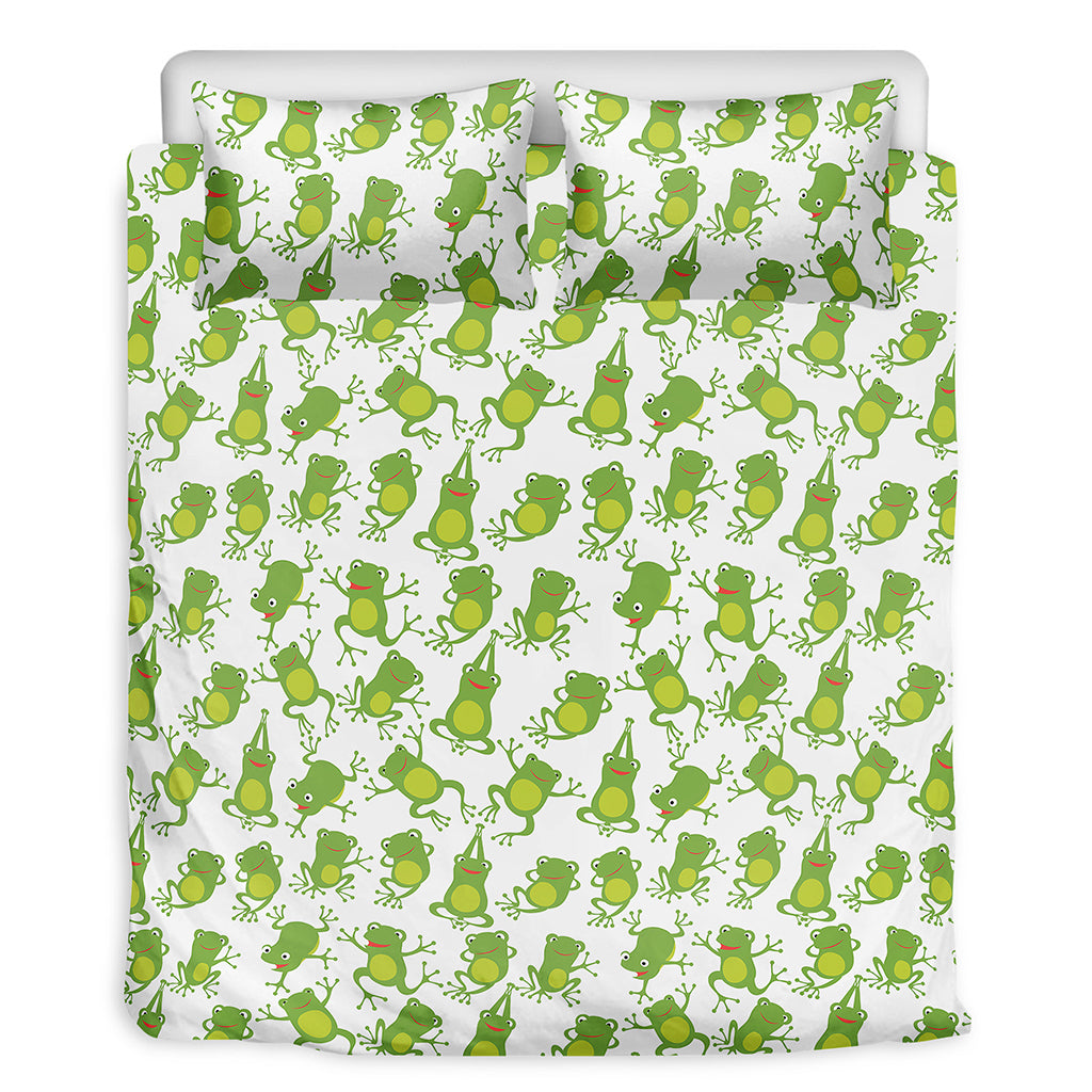 Cute Frog Pattern Print Duvet Cover Bedding Set