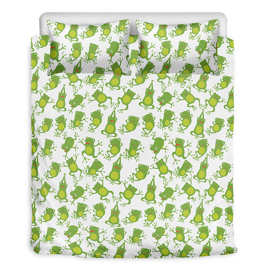 Cute Frog Pattern Print Duvet Cover Bedding Set