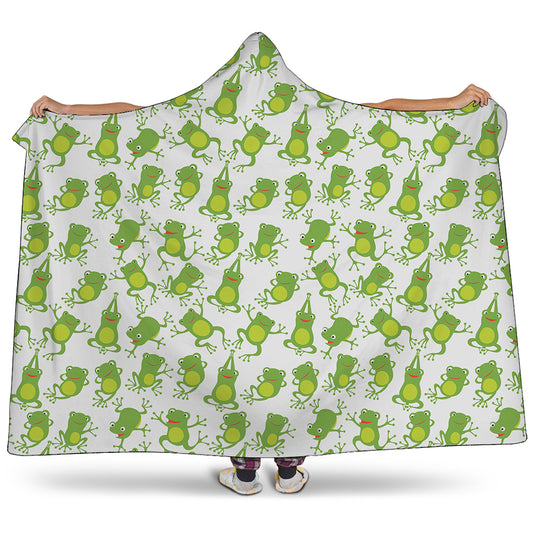Cute Frog Pattern Print Hooded Blanket