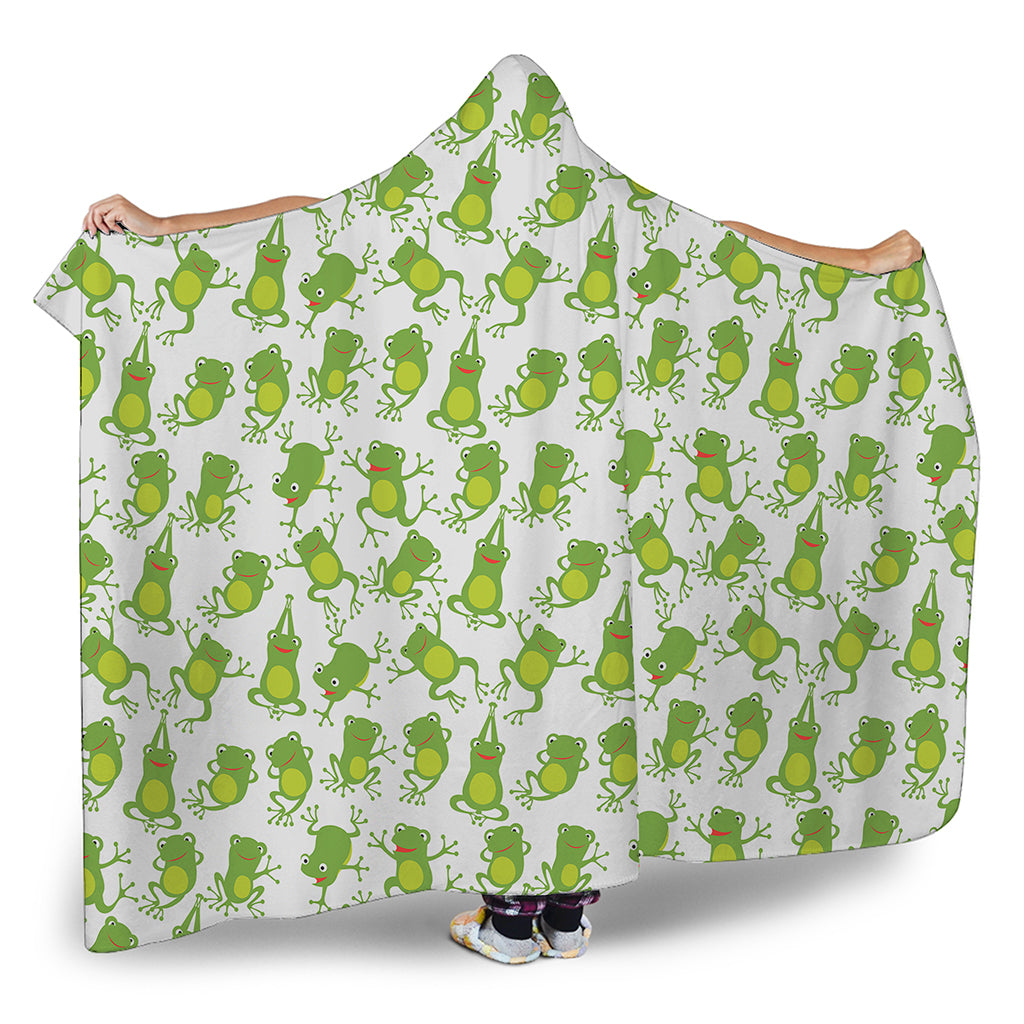 Cute Frog Pattern Print Hooded Blanket