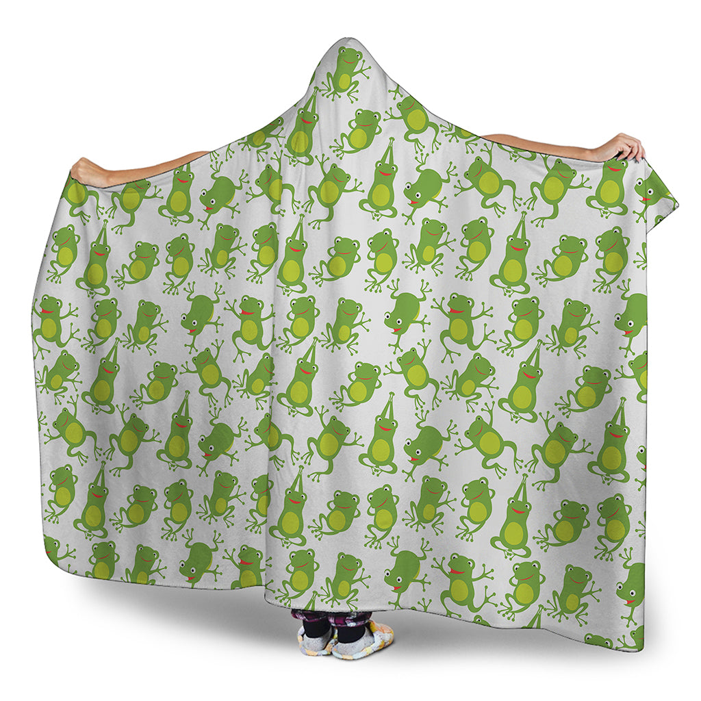 Cute Frog Pattern Print Hooded Blanket