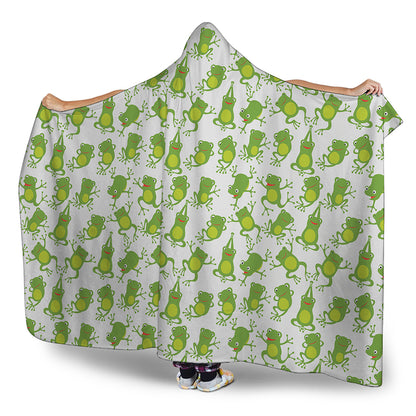 Cute Frog Pattern Print Hooded Blanket