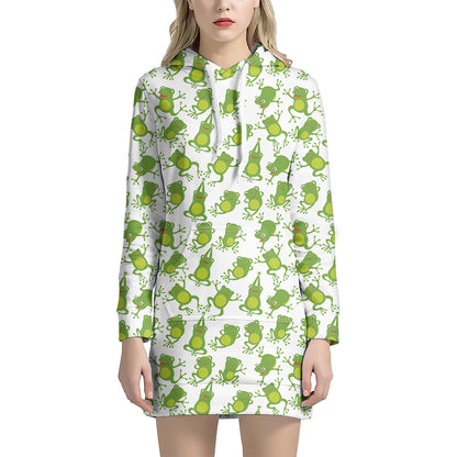 Cute Frog Pattern Print Hoodie Dress
