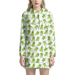 Cute Frog Pattern Print Hoodie Dress