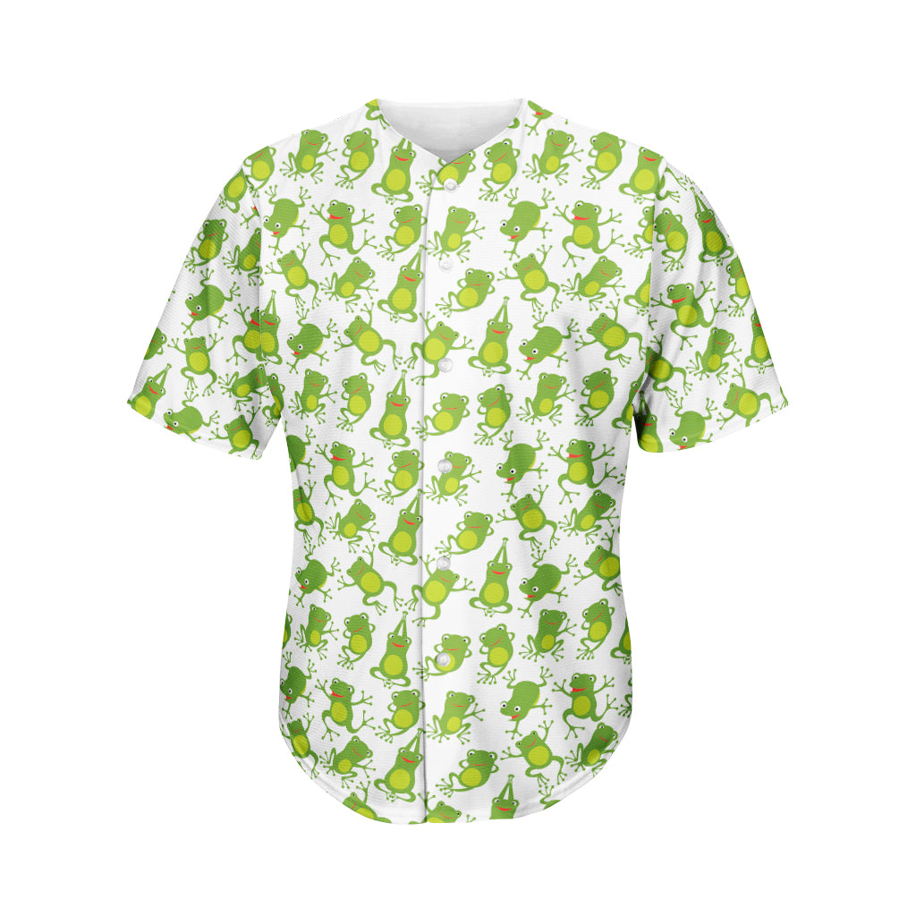 Cute Frog Pattern Print Men's Baseball Jersey