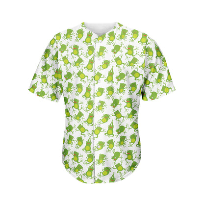 Cute Frog Pattern Print Men's Baseball Jersey