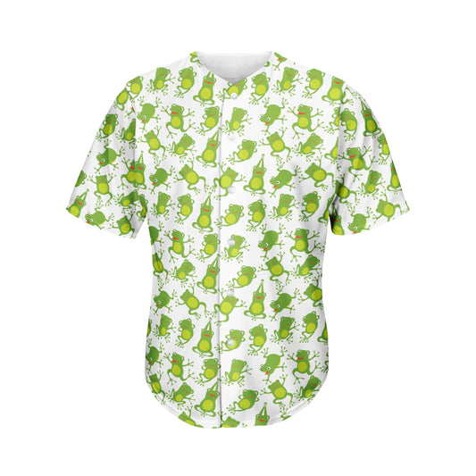 Cute Frog Pattern Print Men's Baseball Jersey