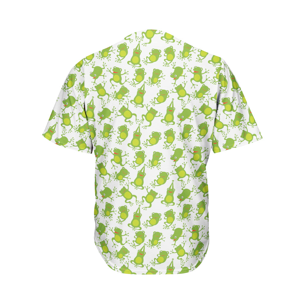 Cute Frog Pattern Print Men's Baseball Jersey