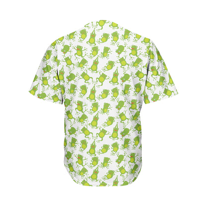 Cute Frog Pattern Print Men's Baseball Jersey