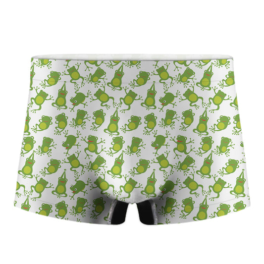 Cute Frog Pattern Print Men's Boxer Briefs