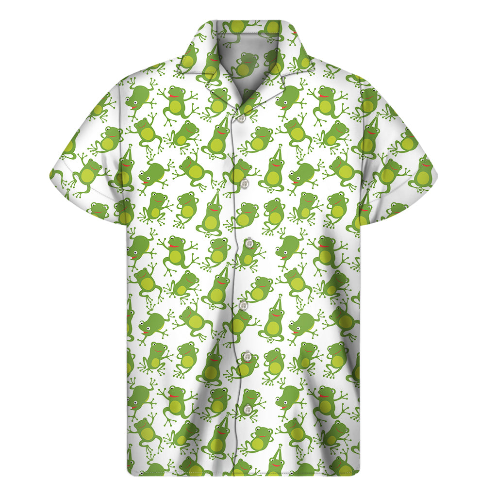Cute Frog Pattern Print Men's Short Sleeve Shirt