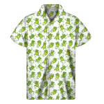 Cute Frog Pattern Print Men's Short Sleeve Shirt