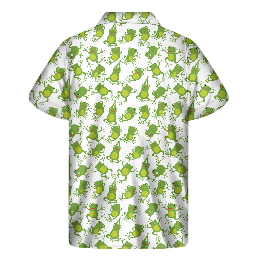 Cute Frog Pattern Print Men's Short Sleeve Shirt