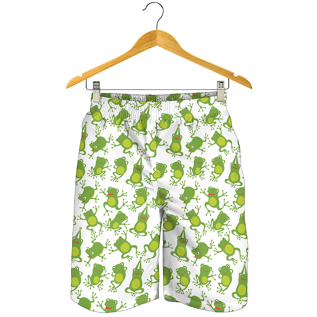 Cute Frog Pattern Print Men's Shorts