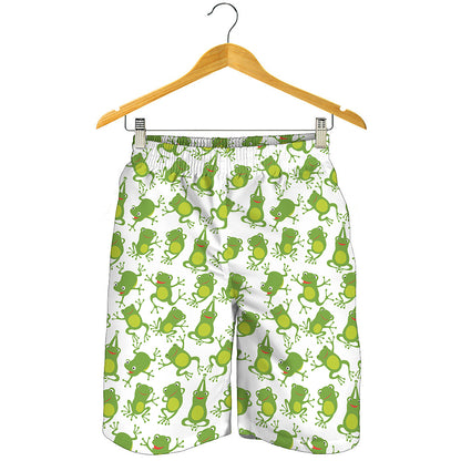 Cute Frog Pattern Print Men's Shorts