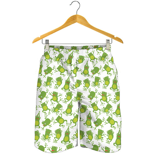Cute Frog Pattern Print Men's Shorts